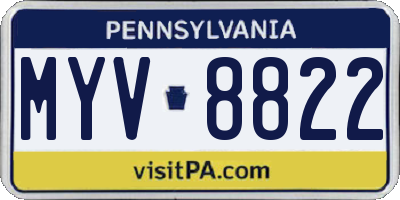 PA license plate MYV8822