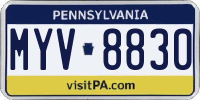 PA license plate MYV8830