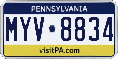 PA license plate MYV8834