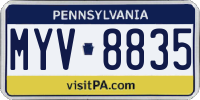 PA license plate MYV8835