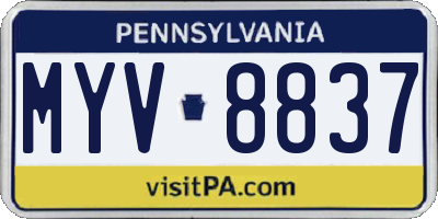 PA license plate MYV8837