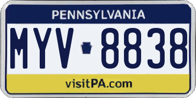 PA license plate MYV8838