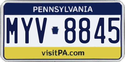 PA license plate MYV8845