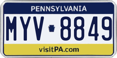 PA license plate MYV8849