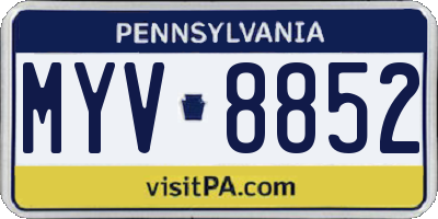 PA license plate MYV8852