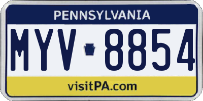 PA license plate MYV8854