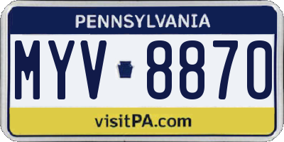 PA license plate MYV8870