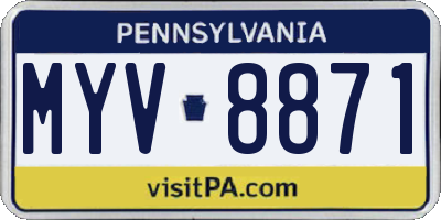 PA license plate MYV8871
