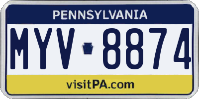 PA license plate MYV8874