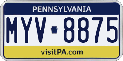 PA license plate MYV8875