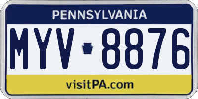 PA license plate MYV8876