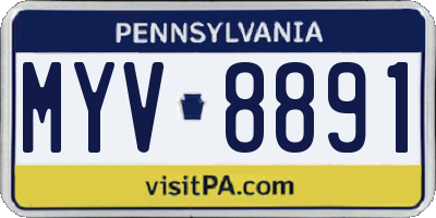 PA license plate MYV8891