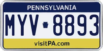 PA license plate MYV8893