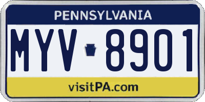 PA license plate MYV8901