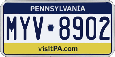 PA license plate MYV8902
