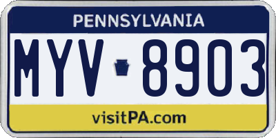 PA license plate MYV8903