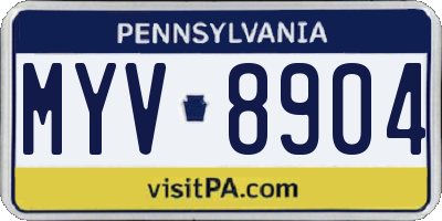 PA license plate MYV8904