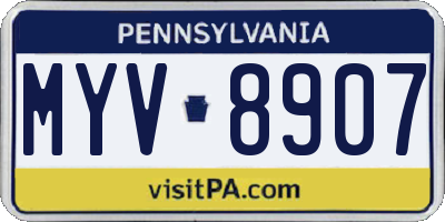 PA license plate MYV8907
