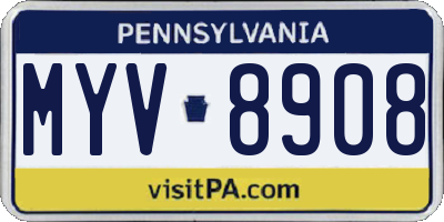 PA license plate MYV8908