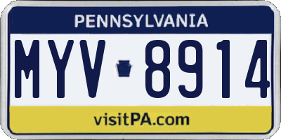 PA license plate MYV8914