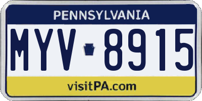 PA license plate MYV8915