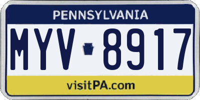 PA license plate MYV8917