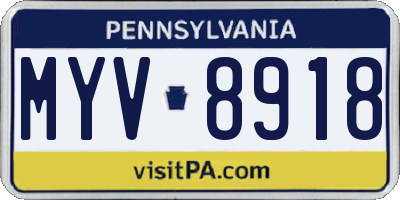 PA license plate MYV8918