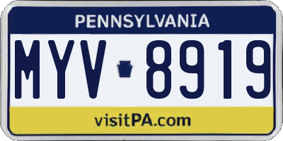 PA license plate MYV8919