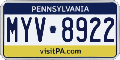 PA license plate MYV8922