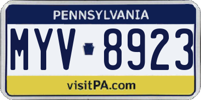PA license plate MYV8923