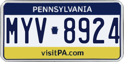 PA license plate MYV8924