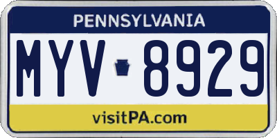 PA license plate MYV8929