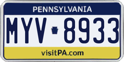 PA license plate MYV8933