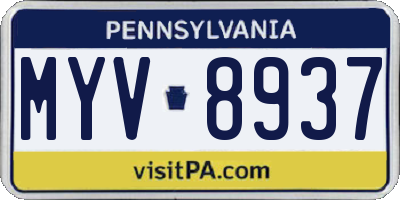 PA license plate MYV8937
