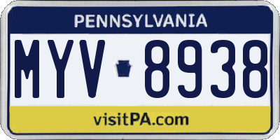 PA license plate MYV8938