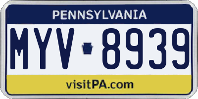 PA license plate MYV8939