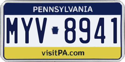 PA license plate MYV8941