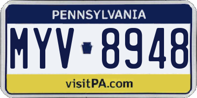 PA license plate MYV8948