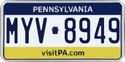 PA license plate MYV8949