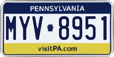 PA license plate MYV8951