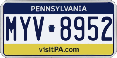 PA license plate MYV8952