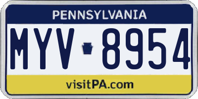 PA license plate MYV8954