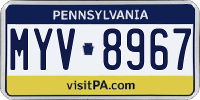 PA license plate MYV8967