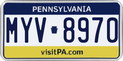 PA license plate MYV8970