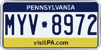 PA license plate MYV8972