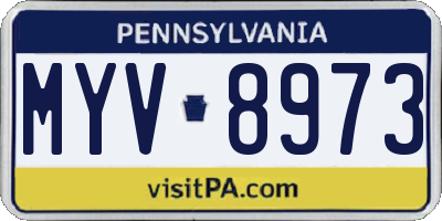 PA license plate MYV8973