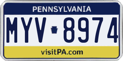 PA license plate MYV8974