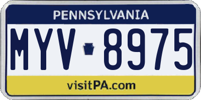 PA license plate MYV8975