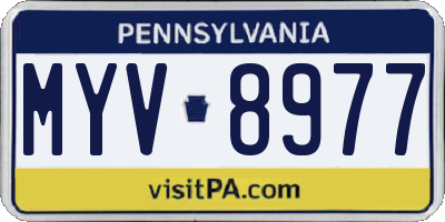 PA license plate MYV8977