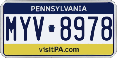 PA license plate MYV8978